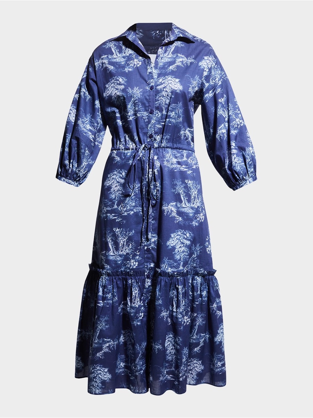 Cara Cara Hutton Puff-sleeve Midi Shirtdress